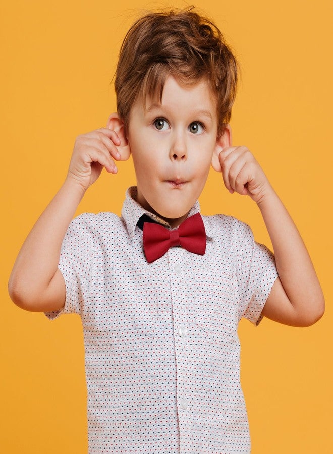 Bskifnn Kids Bow Ties Solid Color Satin Bow Tie for Child Boys Toddlers Wedding Party Dress up (Red, kids) - Image 5